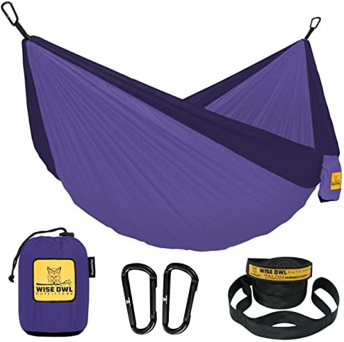 Wise Owl Outfitters Camping Hammock, up to 500lbs Portable Hammock with Tree Straps - Travel, Backpacking, Hiking, Outdoors Camping Gear - Single or Double