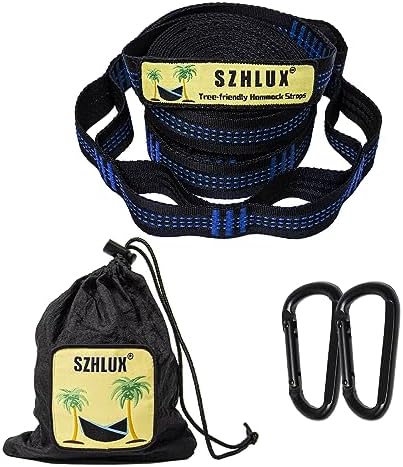 SZHLUX Hammock Straps for Trees, Set of Two 10ft Long, with 38 Loops and 2 Carabiners