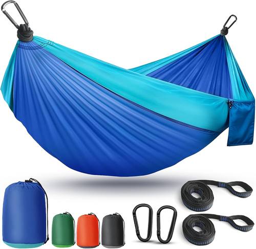 Camping Hammock Lightweight parachute hammock in blue