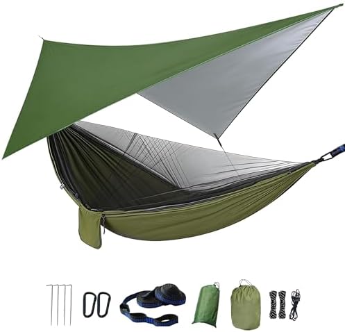 Camping Hammock with rain fly tarp and mosquito net